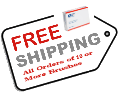 free shipping on all orders of 10 or more brushes